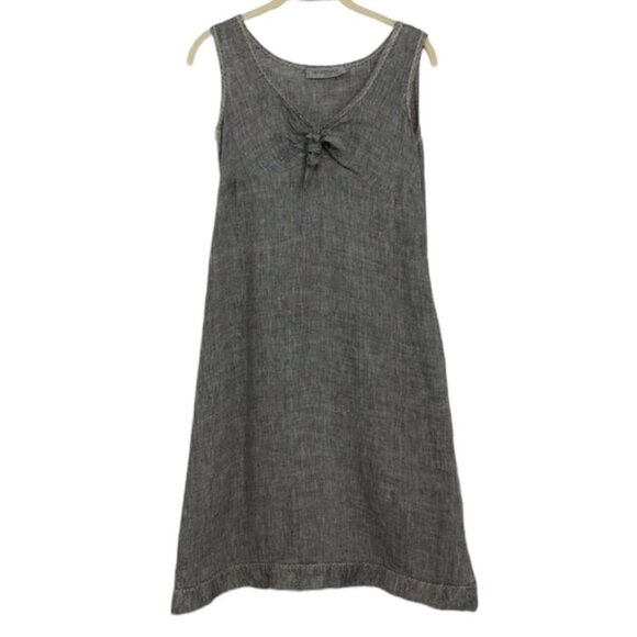 SPORTMAX grey Sleevless knot front pure linen above knee dress A  line - Picture 1 of 15